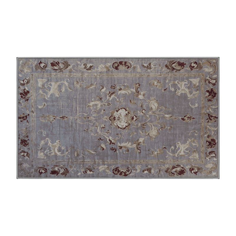 Machine Washable Gray Area Rug, Rectangle 4' x 6'