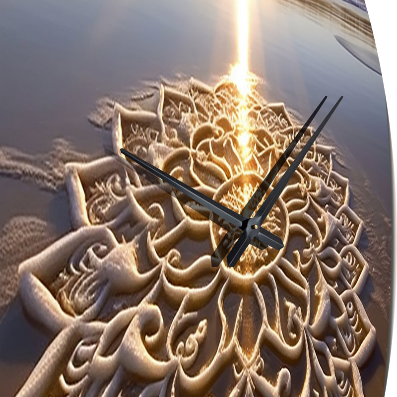 Horloge murale majestueuse en mandala blanc sur la plage Sunset, Petit