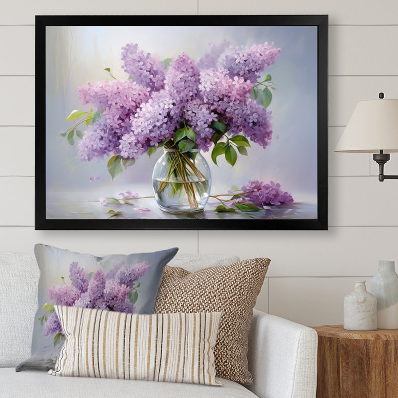 Lilacs Romantic Impression III - Lilacs, reproduction d'art sur toile, H 12 po x l 20 po, Cadre photo unique, Noir