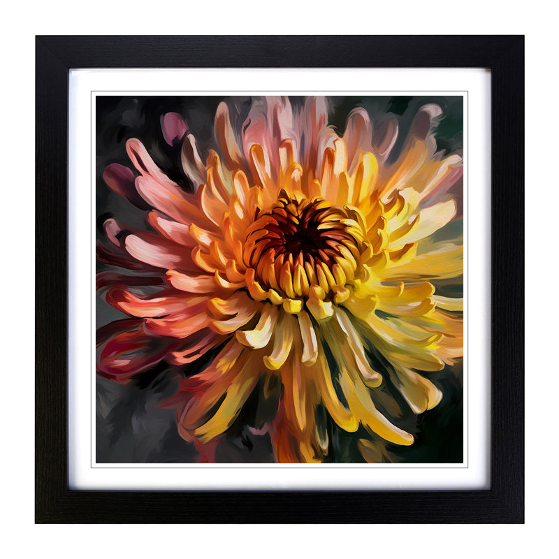 Chrysanthemum Gestural Art No.1 - Framed Print, Black