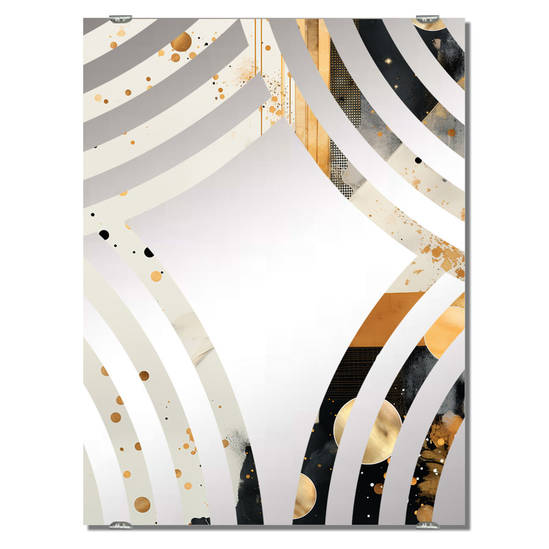 Wainberg - Grand miroir mural à collage abstrait, 32 po x 24 po