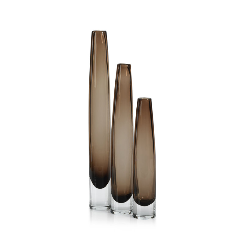 Vase de table en verre Layden, H 13,5 po x l 2,5 po x P 2,5 po, Brun clair