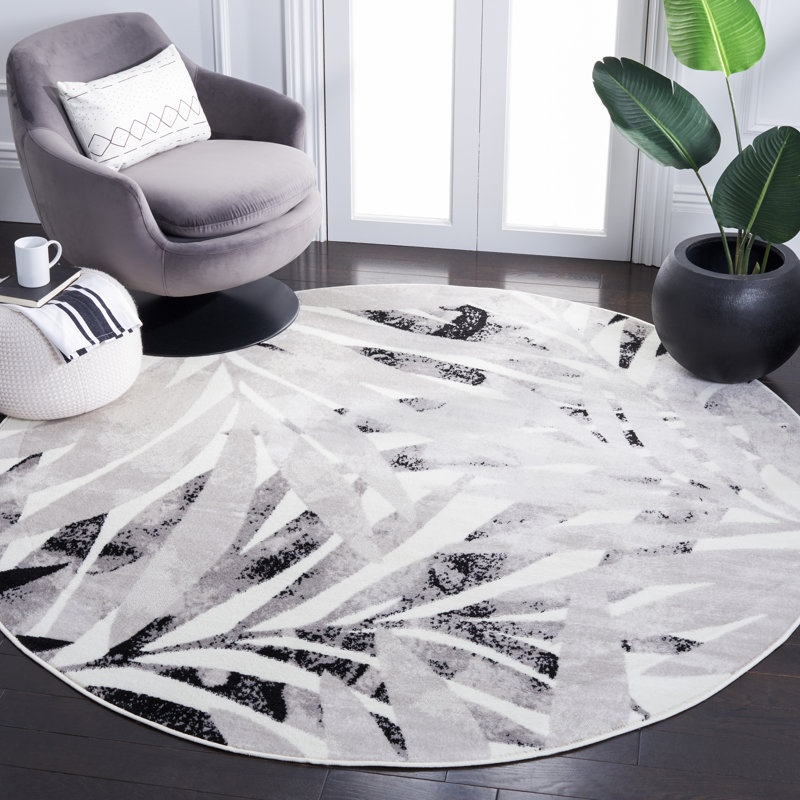 Forgey Performance Floral Rug, Round 6'7"