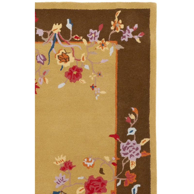 Metro 729 Hand Tufted Wool; Cotton Floral Rug in Gold/Brown, Rectangle 4' x 6'