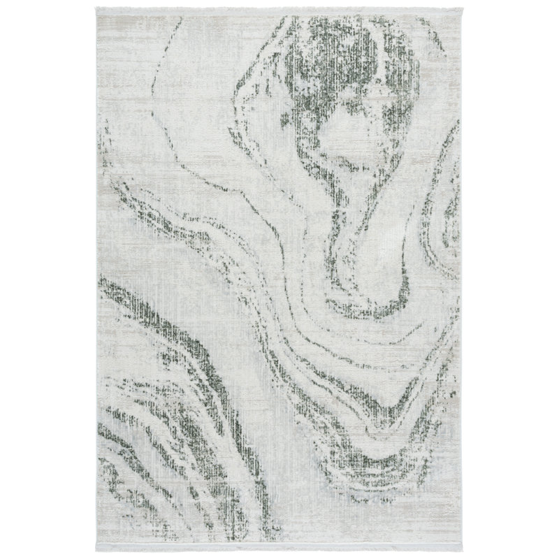 Geonwoo 590 Area Rug In Green / Ivory, Rectangle 8' x 10'