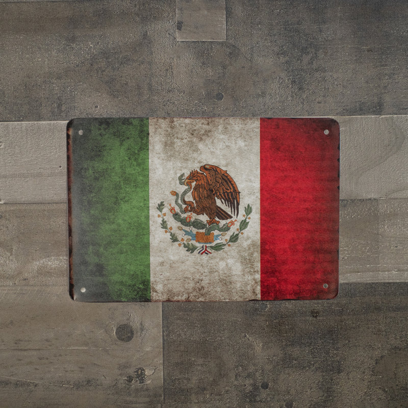 Rustic Tin Mexico Country Flag 8x12 Sign Mexican Man Cave Plaque Home Wall Decor