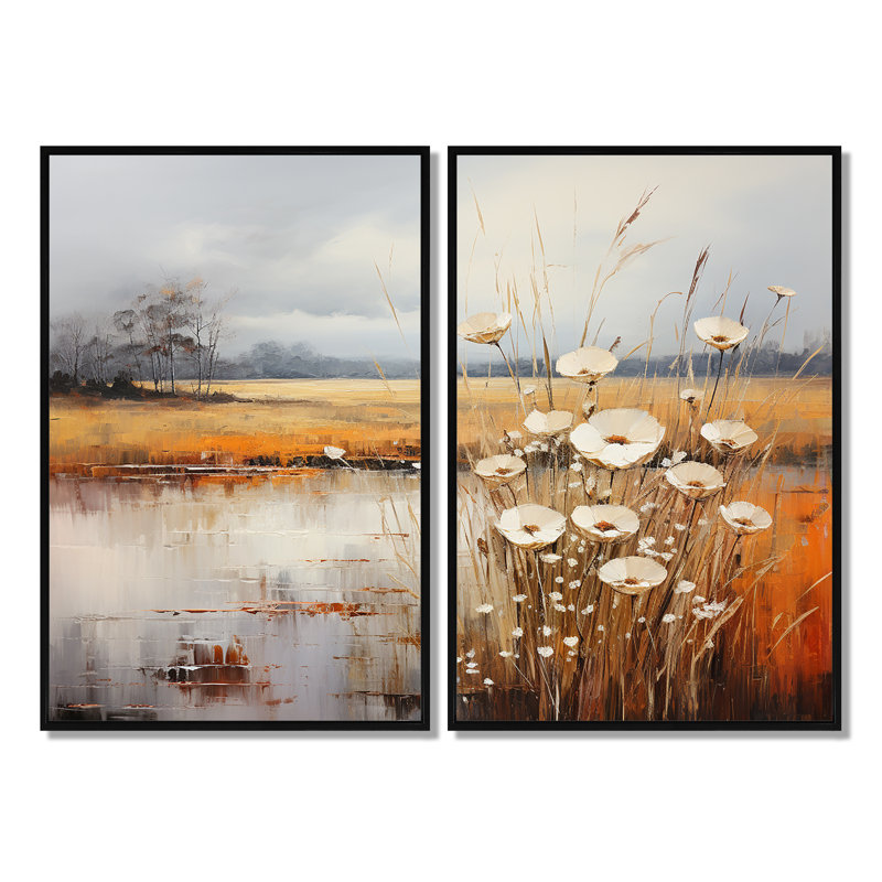 «Infinite Fields», art mural surdimensionné prairies IV, Noir, H 36 po x l 48 po, Impression encadrée flottante