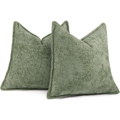 Pack Of 2 Decorative Throw Pillow Covers  Cozy Soft Chenille Accent Vintage Square Couch Pillow Covers For Home Decor Bed Sofa Living Room