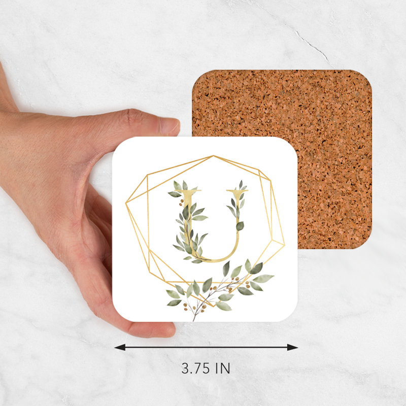 Cork Square 4 Piece Coaster Set, U