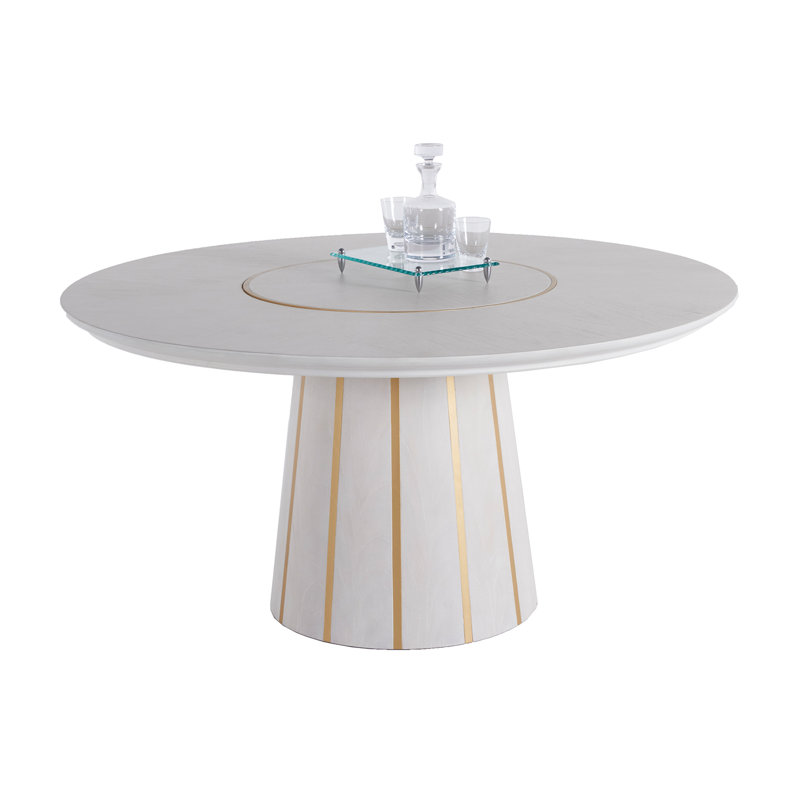 Morgan Mahogany Solid Wood Dining Table, Cerused White/Gold