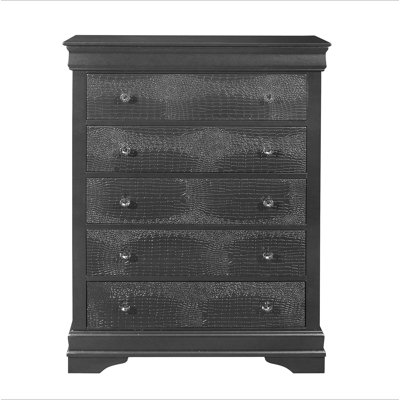 Commode gris métallique en crocodile Shaker