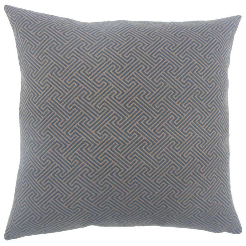 Cotton Blend Geometric Sham Set, Euro, Blue