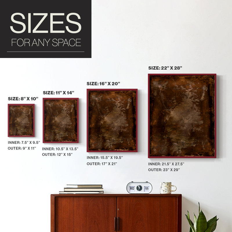 Rusty Steel II, reproduction encadrée - bois massif, H 15 po x l 12 po, Cadre rouge