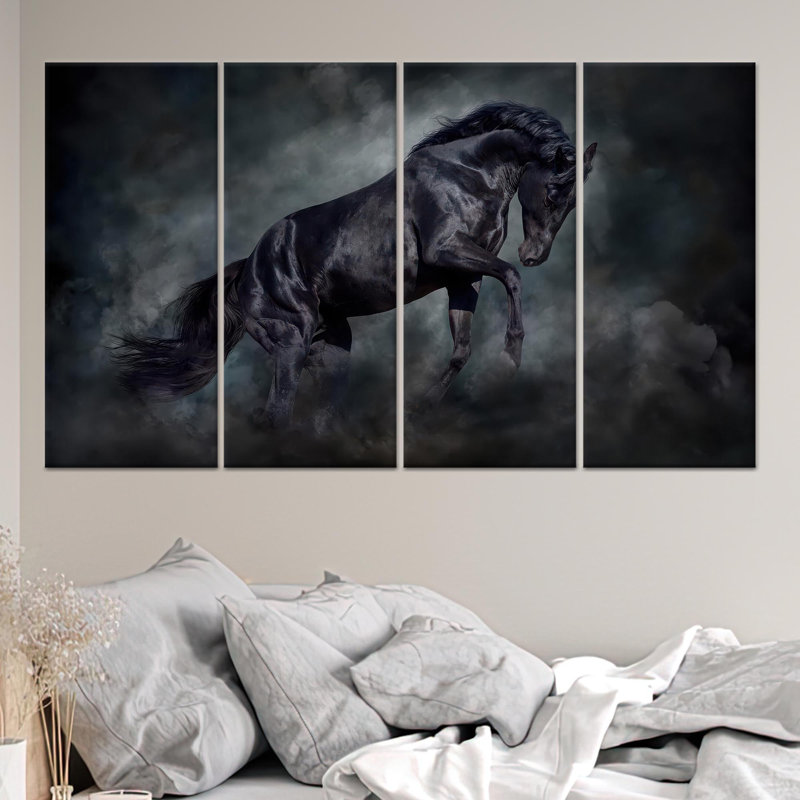 Élégante œuvre d'art sur toile imprimée: décor d'animaux de ferme, toile tendue 4P, 43,3 po H x 78,7 po l