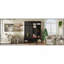 Porte-manteau de style campagnard avec 4 crochets de suspension dissimulés, banc polyvalent en noyer avec 8 portes, meuble à chaussures d'entrée avec compartiment ouvert pour le salon, noir