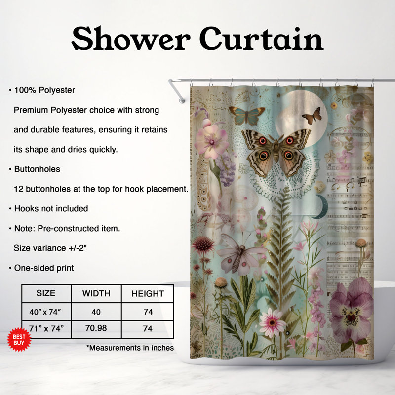 Spell Archive - Rideau de douche standard 1 pièce, H 74 po x l 71 po