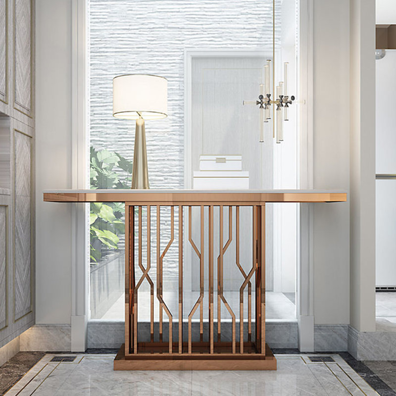 Console légère, luxueuse et moderne, H 33,5 po x l 59 po x P 13,8 po, Rose Gold