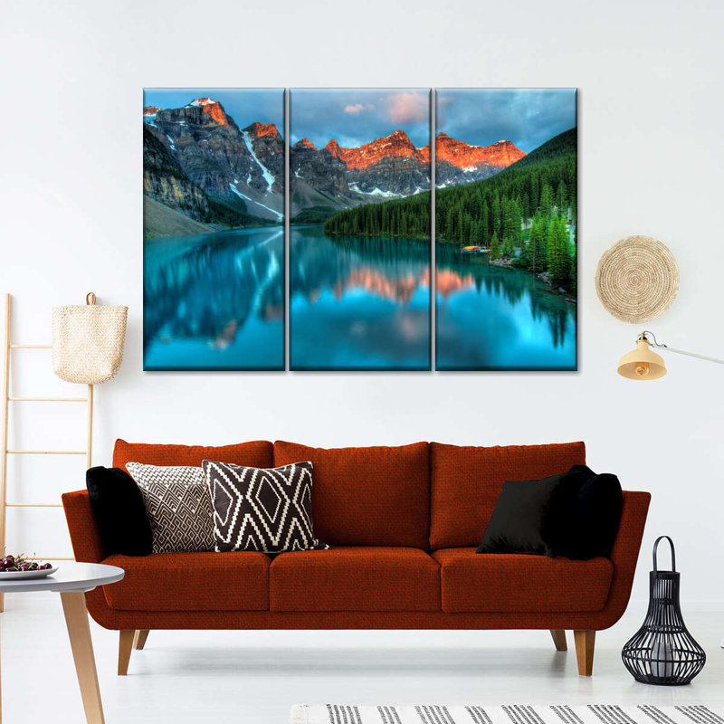 Tranquil Moraine Lake 3 pièces, H 32 po x l 50 po x P 1,25 po