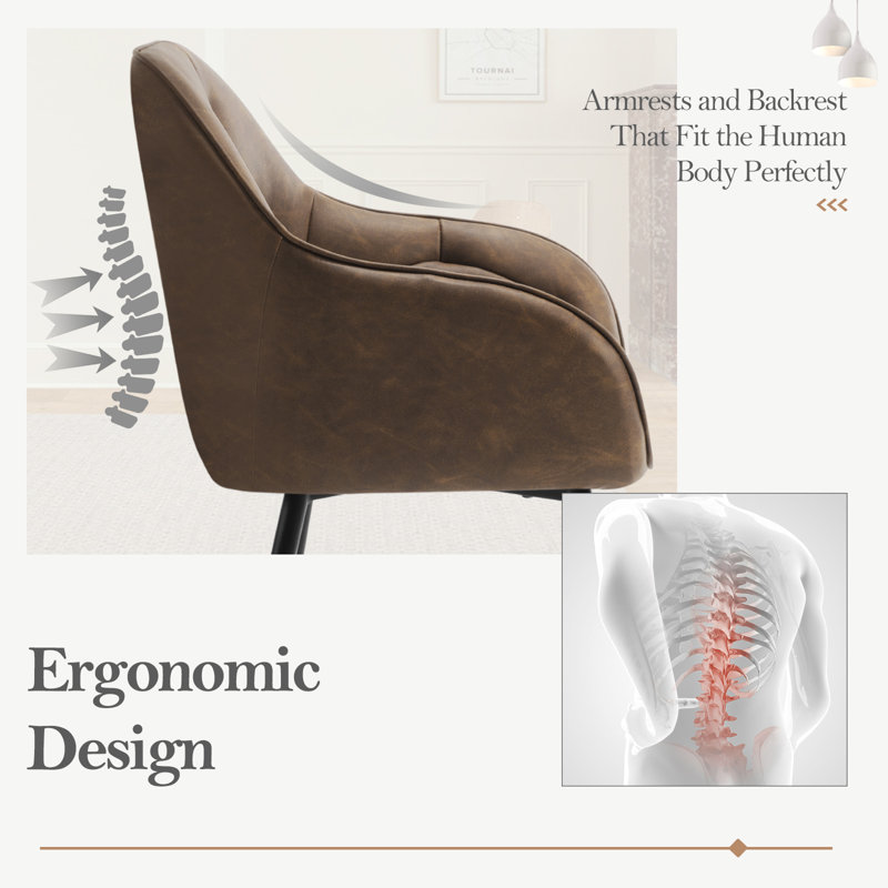Rigney 50.5cm H Upholstered Metal Side Chair, Dark Brown, 2