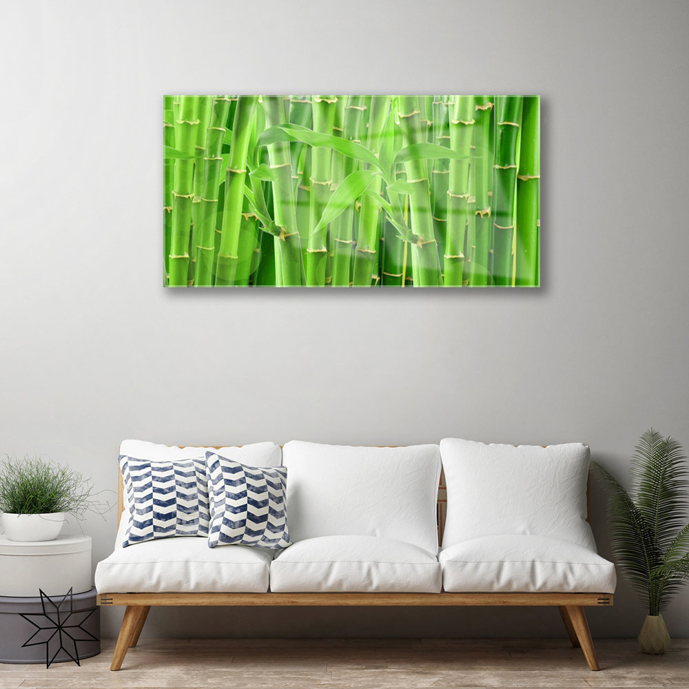 Floral Bamboo Stalk - No Frame Print on Glass