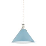 Painted No. 2 Pendant in Aged Brass and Blue Bird by Mark D. Sikes