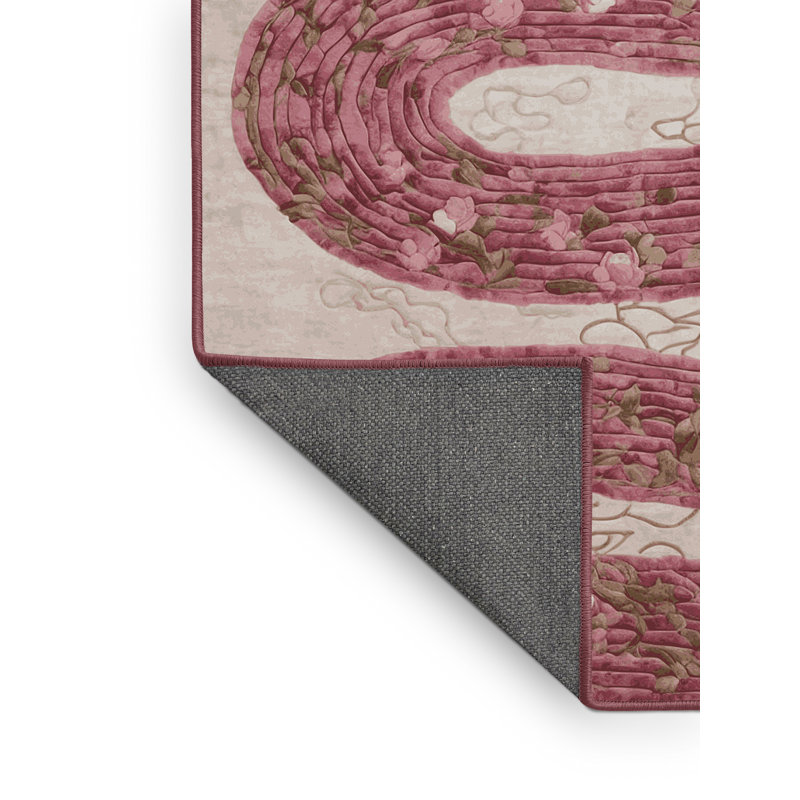 Tapis rose soyeux et moelleux, Rectangle 4 pi x 6 pi