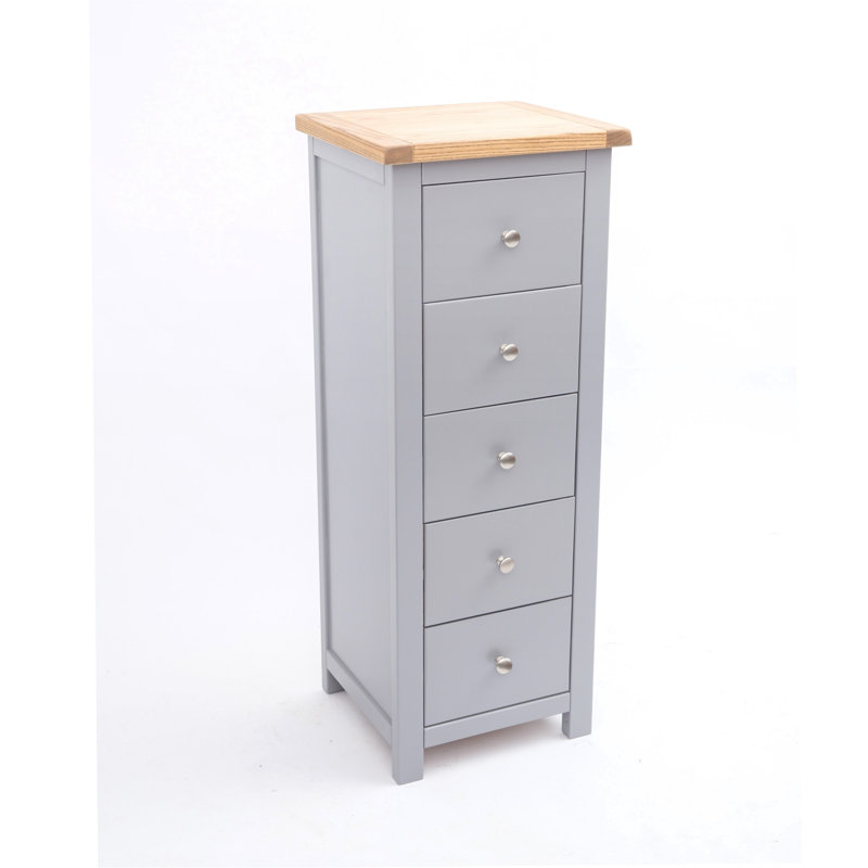Edmund 45cm W 5 - Drawer Chest of Drawers, Natural/Grey/Chrome