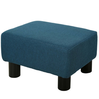 Petit repose-pieds élégant avec revêtement en tissu de lin et pieds en plastique durable pour le confort du salon