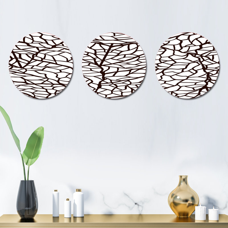 Ensemble de 3 décorations murales à motif de feuilles stylisées