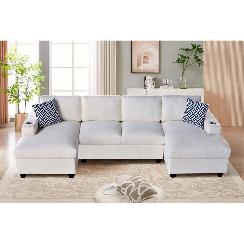 Canapé modulaire en U ultra confortable avec coussins moelleux, sièges polyvalents et méridiennes doubles pour se détendre