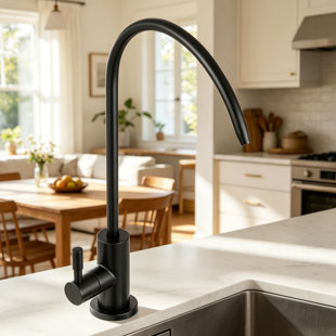 Matte Black High-Arched Lead-Free Water Faucet, Made Of Stainless Steel With A Solid Brass Valve Core, Reverse Osmosis Design, Suitable For Kitchen Sinks, Bars, And Cafes.