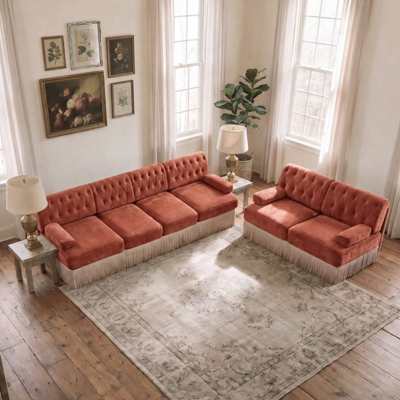 Ensemble canapé (2+4 places) (rouge-brun)