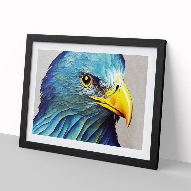 Eagle Bird Watercolour Vol.5 - Single Picture Frame Painting, Black Framed, 46cm H x 64cm W x 2cm D