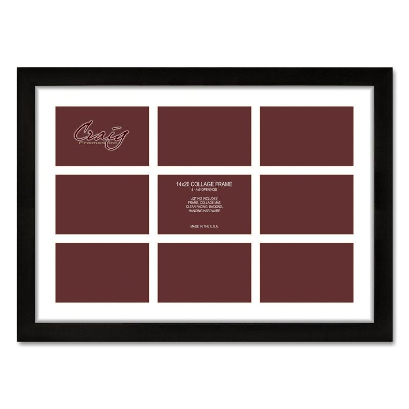 Black Matte Picture Frame with Mat, 4" x 6", 14" x 20"