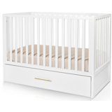 HushCrib 3-in-1 Convertible Crib with Trundle, Toddler Bed, Daybed, White