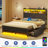 Modern Platform Bed Frame with LED Lights, USB Charger, 4 Storage Drawers & Bookshelf Headboard-1269240609-1231716789