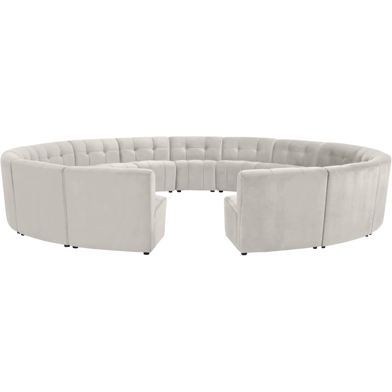Jedson Velvet Sectional Symmetrical, Cream Velvet