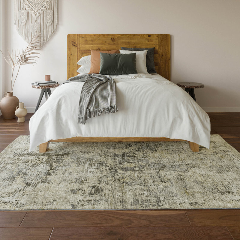 Red Rectangular Washable Synthetic Rug, 46" x 30"