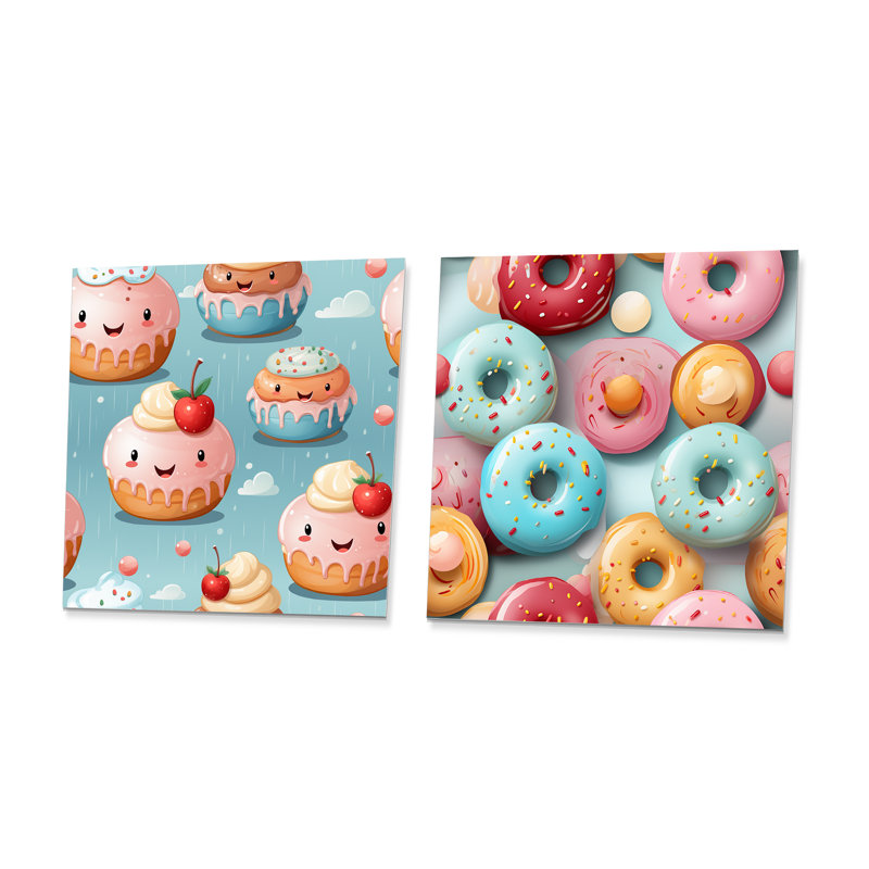 Rose et bleu Donut Kithchen, H 16 po x l 32 po