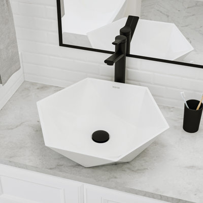 Porte-gobelets 19 po Karran Valera Lavabo de salle de bain vasque en porcelaine vitrifiée