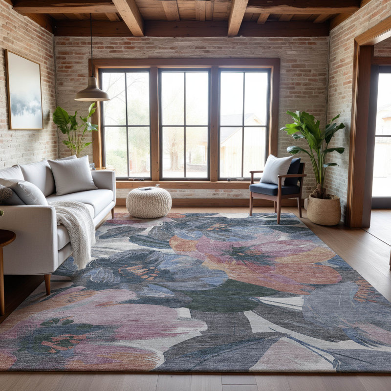 Premium Machine Washable Northdale AMF1487 Floral Rug, Rectangle 10' x 14'