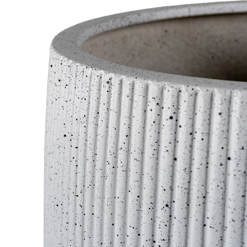 Pot à fleurs nervuré Wesham, L 19,5 po x l 19,5 po x H 21,75 po, Blanc moucheté