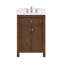 Meuble-lavabo simple 24 po Pendry en noyer foncé, comptoir en quartz Giotto, lavabo carré encastré (1 trou), garniture noir mat-134005579-134044227-134044230