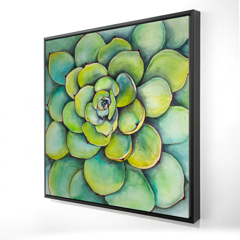 Aquarelle sur toile de cactus succulente | Décoration florale exotique