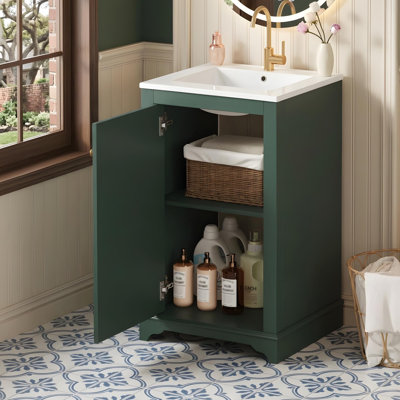 Meuble-lavabo compact avec lavabo et rangement polyvalent