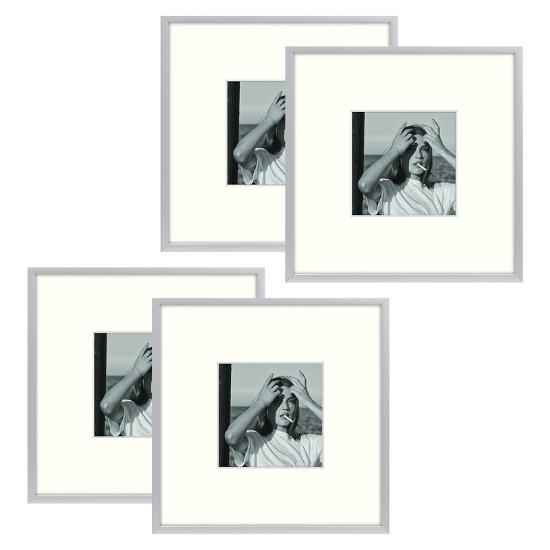 Cadre photo Drennon en métal, cadres photo ou plateau de table et fixation murale, Argent, 8 po x 8 po emmêlé à 4 po x 4 po