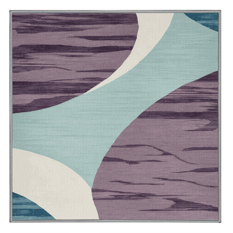 Tapis rose aquarelle lavable à la machine, Carré 4 pi