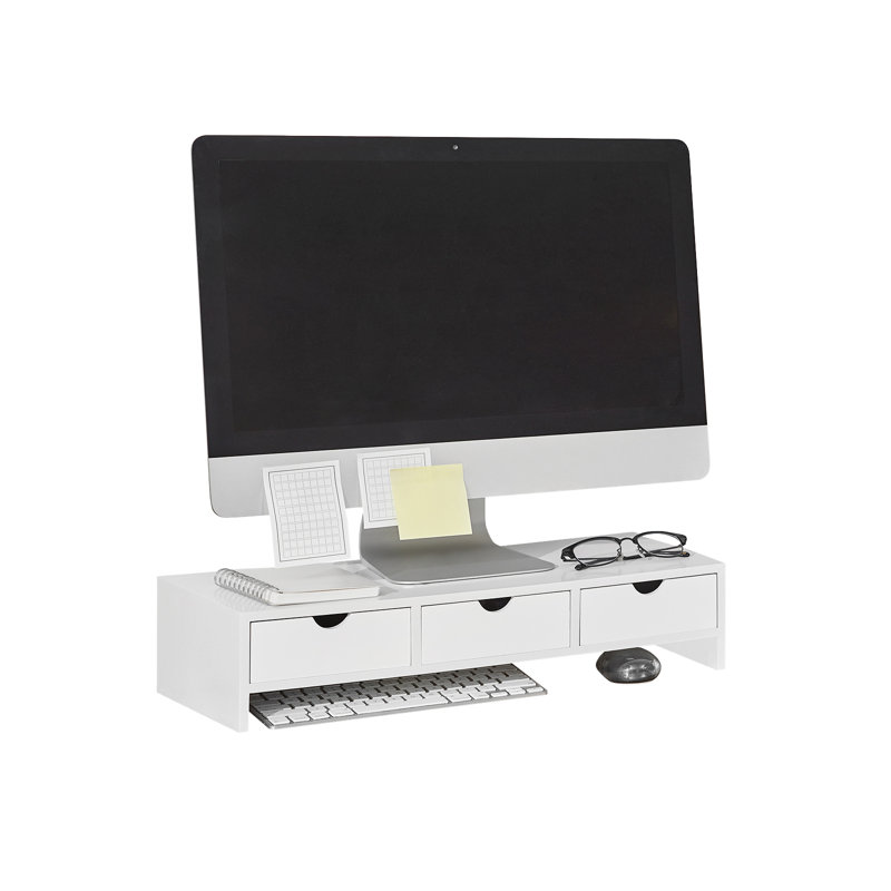 Islais Wood Monitor Stand, White