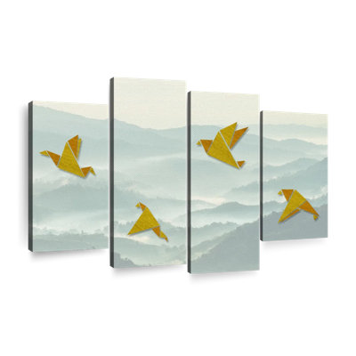 Ensemble d'oiseaux sur toile 4 pièces