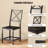 Dining Table Set For 4, Round Kitchen Table And 4 Stool Chair For Dining Room, 44.5inch Drop Leaf Desk, Small Space Saving, Black-313058227-313058228